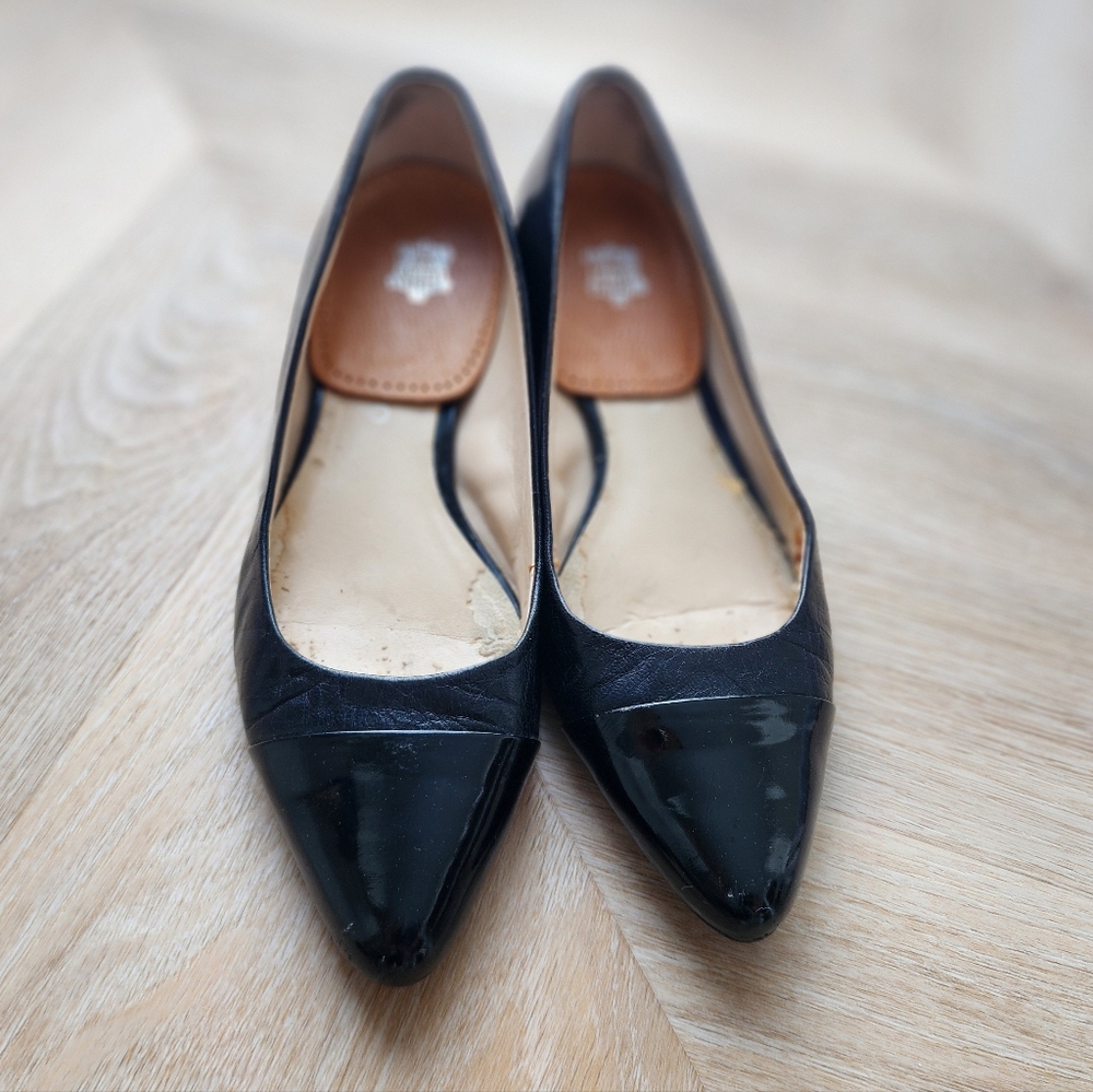 Franco Sarto Black Leather Pointy Toe Dress Shoes 7½